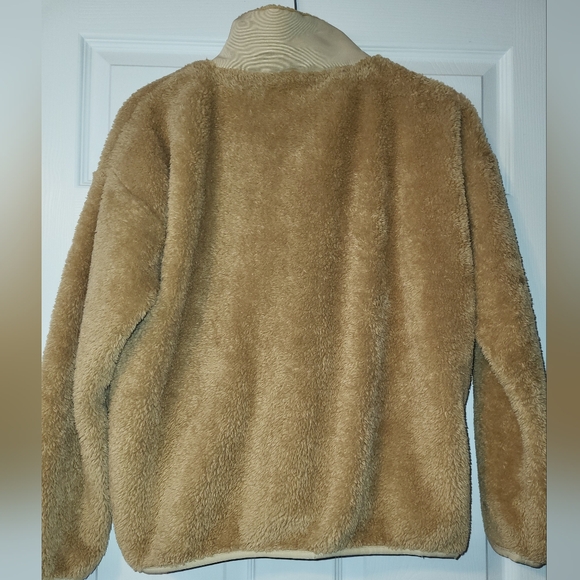 J CREW Teddy Bear Half Zip Pullover Sweater Top Shirt Size Medium Tan Yellow - Picture 2 of 6